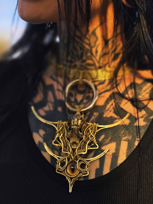 Golden Brass skull pendant